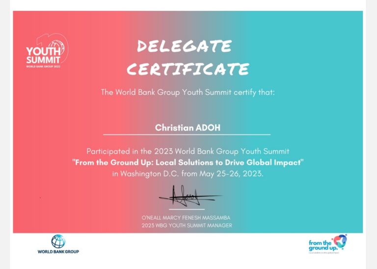 Empowering Local Youth: Christian Adoh's Insights from the 2023 World Bank Group Youth Summit on Global Crises