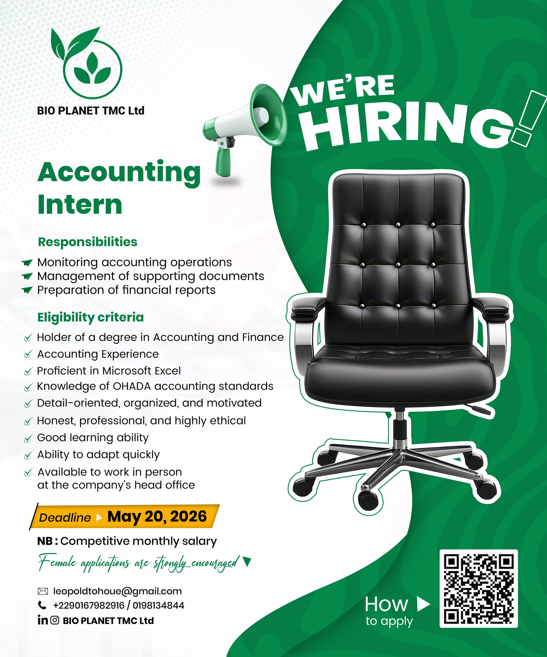 BIO PLANET TMC Ltd is hiring an accounting intern